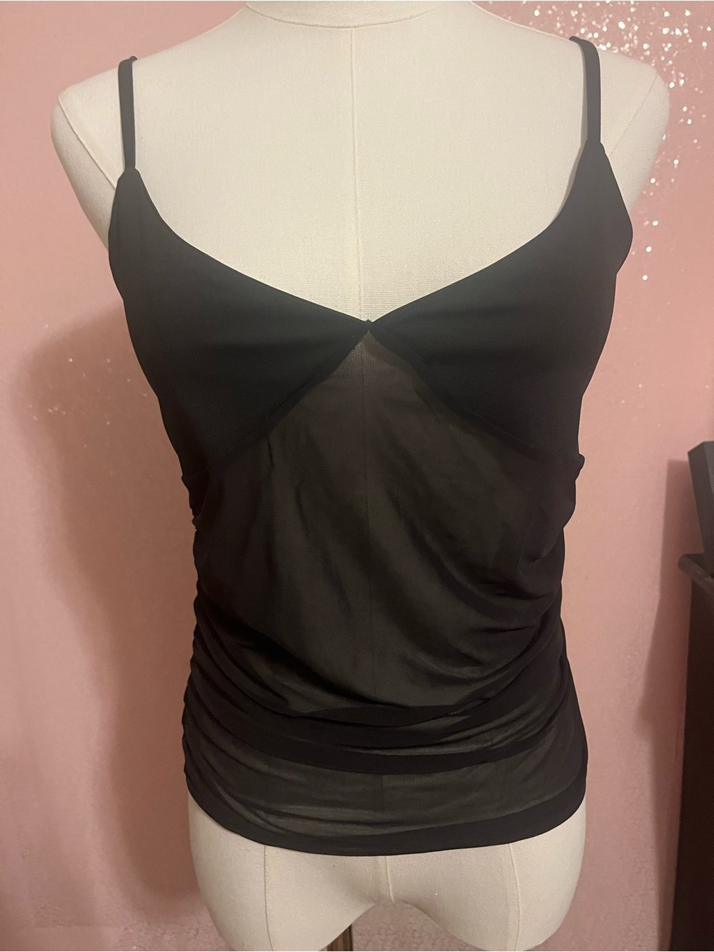 Black Sheer Cami Tank Top - Women